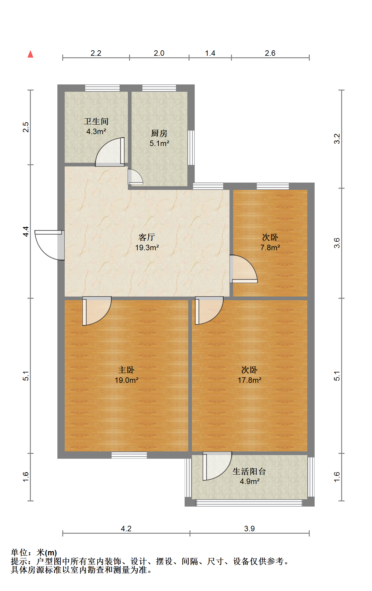 姚港路22号 3室1厅1卫 78.80m&sup2;