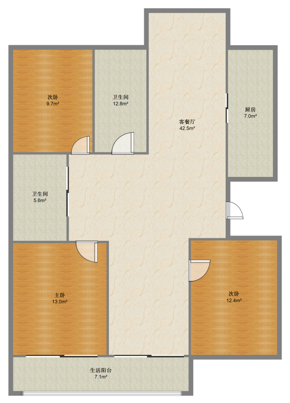 天勤家园 3室2厅2卫 143.00m&sup2;