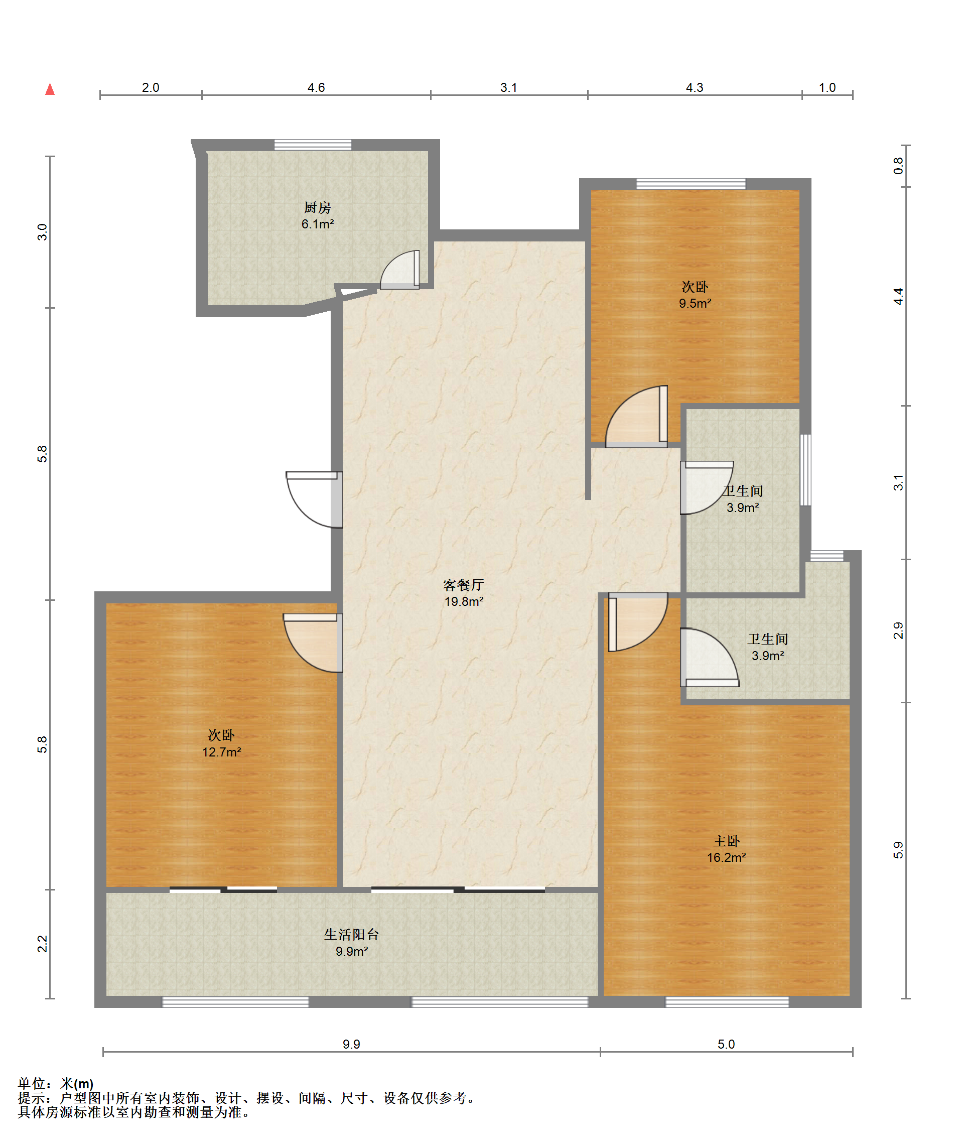 铂金时代 3室2厅2卫 120m&sup2;