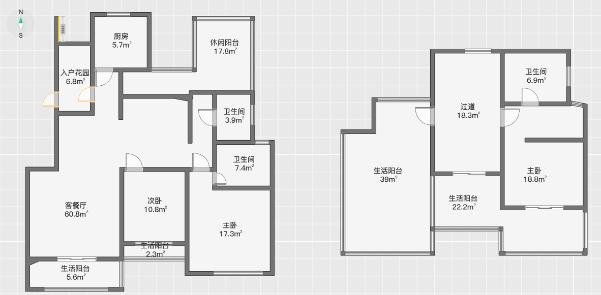 世茂公元 3室2厅3卫 174.42m&sup2;
