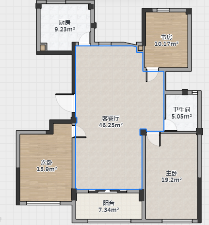 莱茵河畔 3室2厅1卫 135m&sup2;