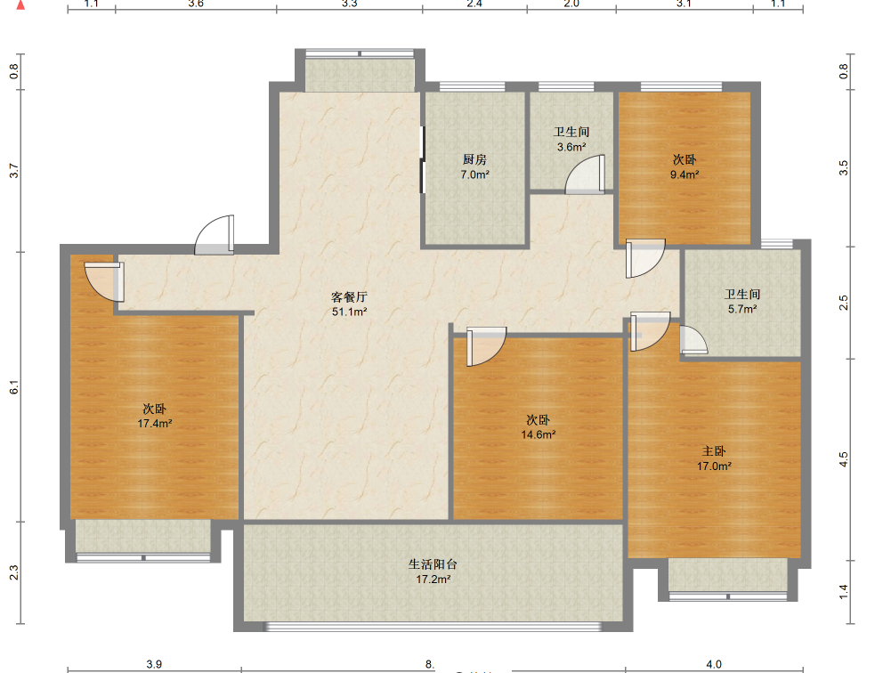 中南君悦府 4室2厅2卫 127m&sup2;