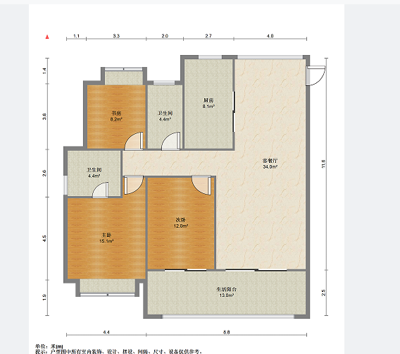 华强城 3室2厅2卫 129m&sup2;