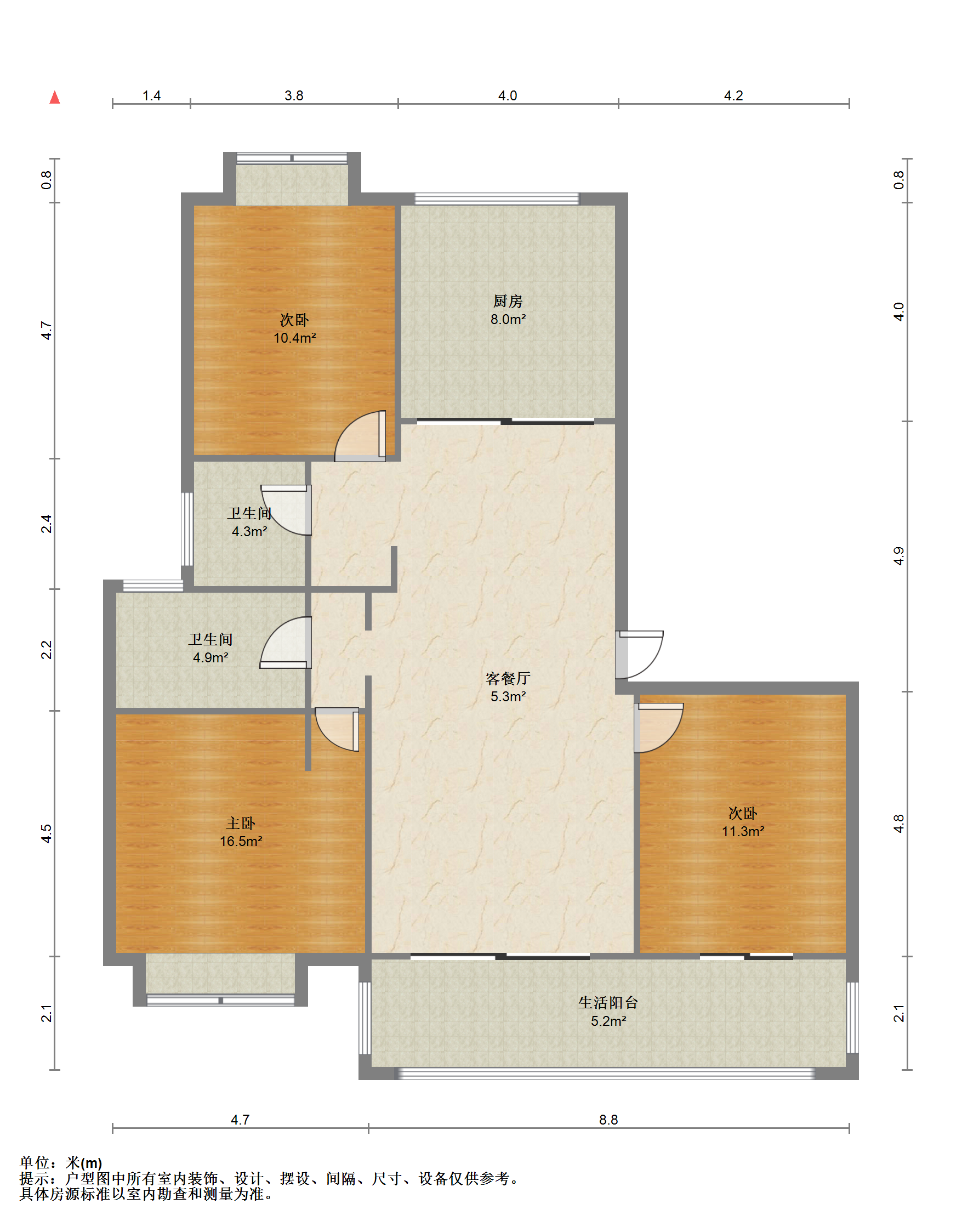 苏建阳光新城 3室2厅1卫 150m&sup2;