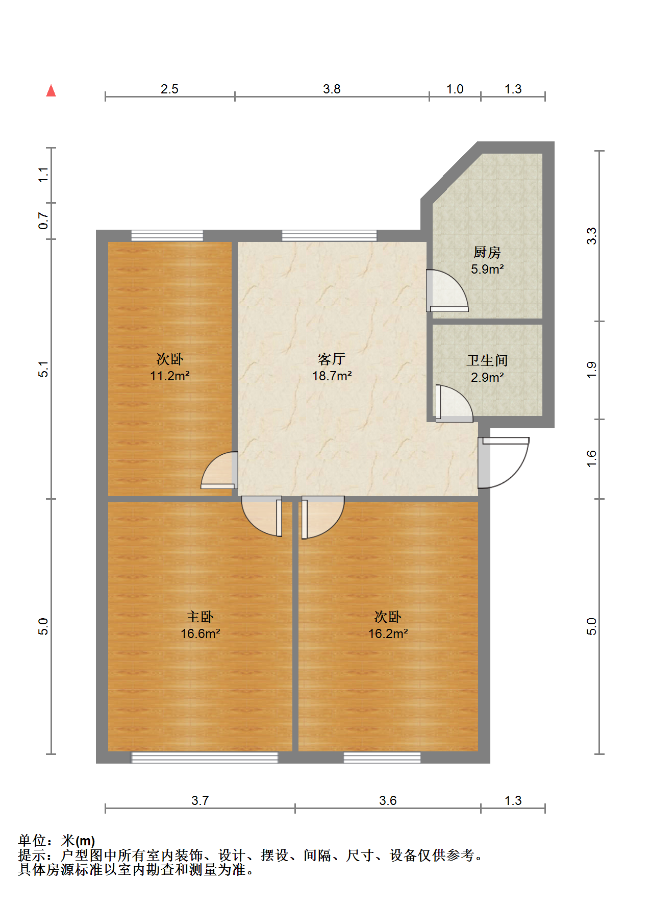 起凤园 3室1厅1卫 79m&sup2;