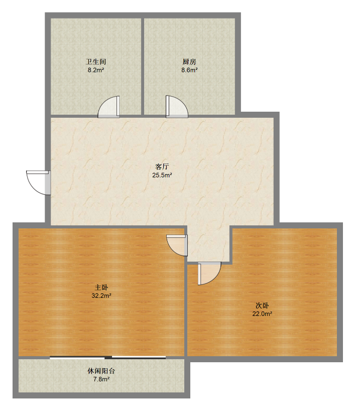 学田苑 2室1厅1卫 70m&sup2;