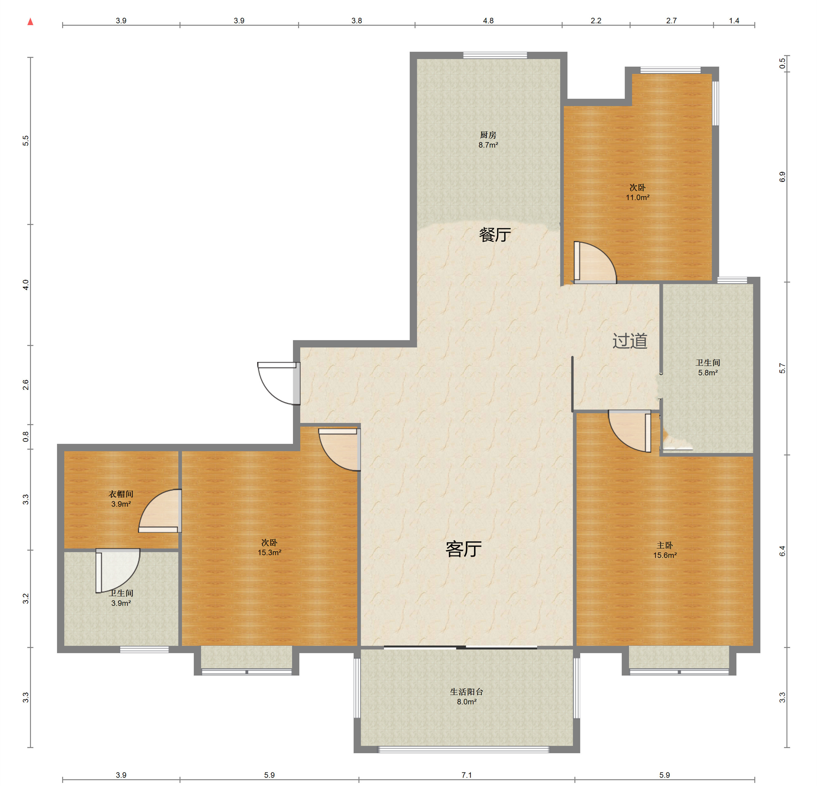 苏建学府雅居 3室2厅2卫 132m&sup2;