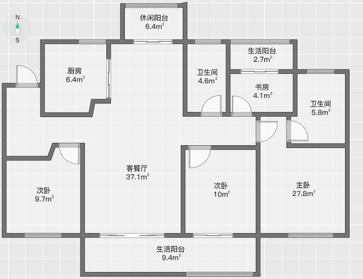 南通和风雅颂 4室2厅2卫 142m&sup2;