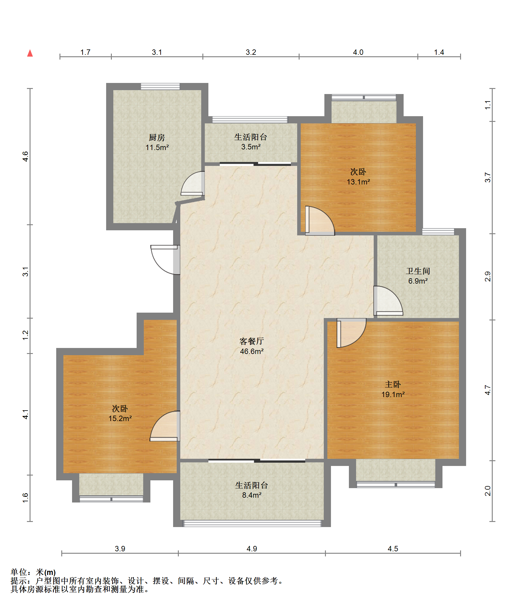 尚海湾 3室2厅1卫 125m&sup2;