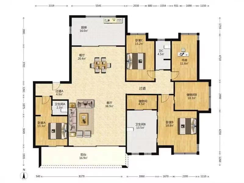 万科方圆 4室2厅3卫 230m²