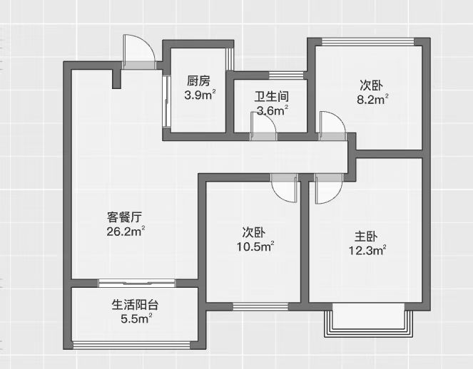 中南熙悦(南通经济技术开发区) 3室2厅1卫 89.67m&sup2;
