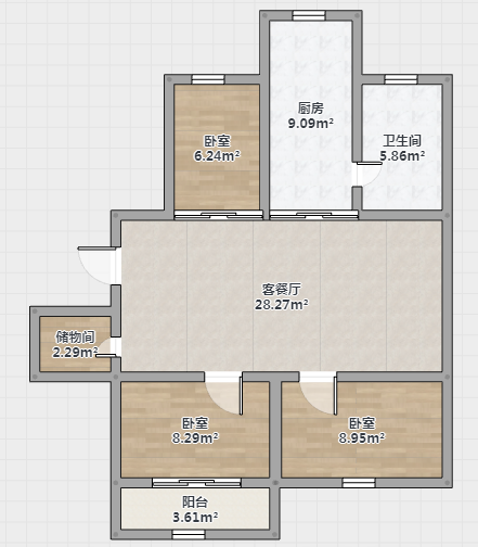 天都花苑 3室1厅1卫 110.00m&sup2;