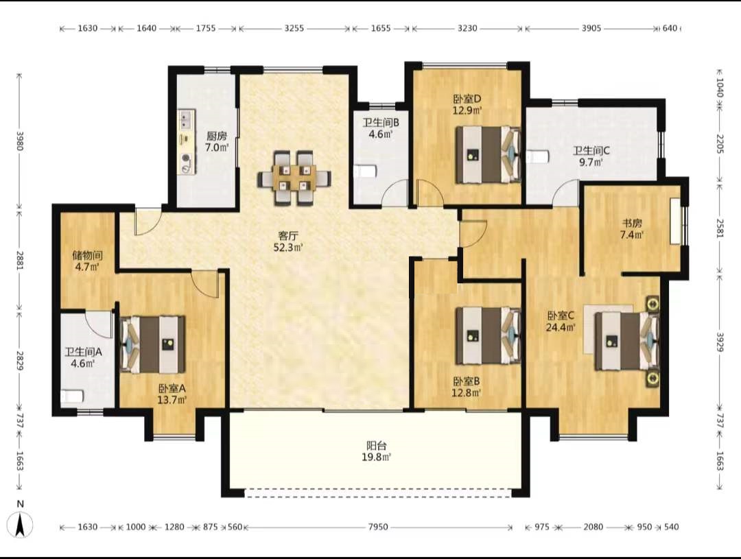 远创东樾 4室2厅3卫 201.25m&sup2;
