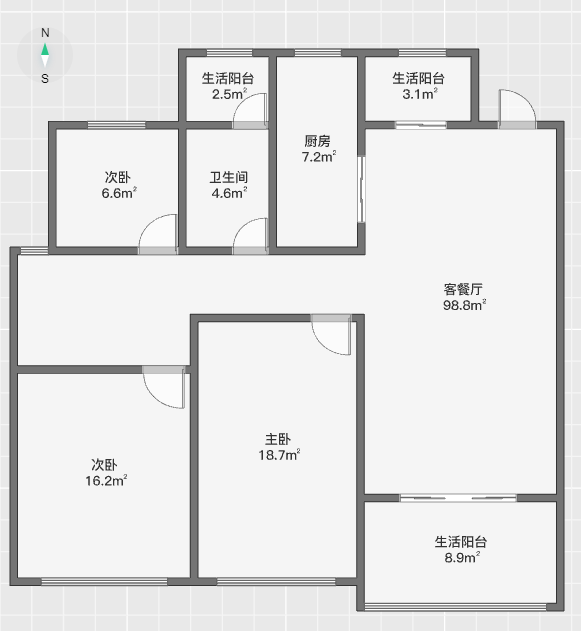 正泰江岸水苑 3室2厅1卫 190.89m&sup2;
