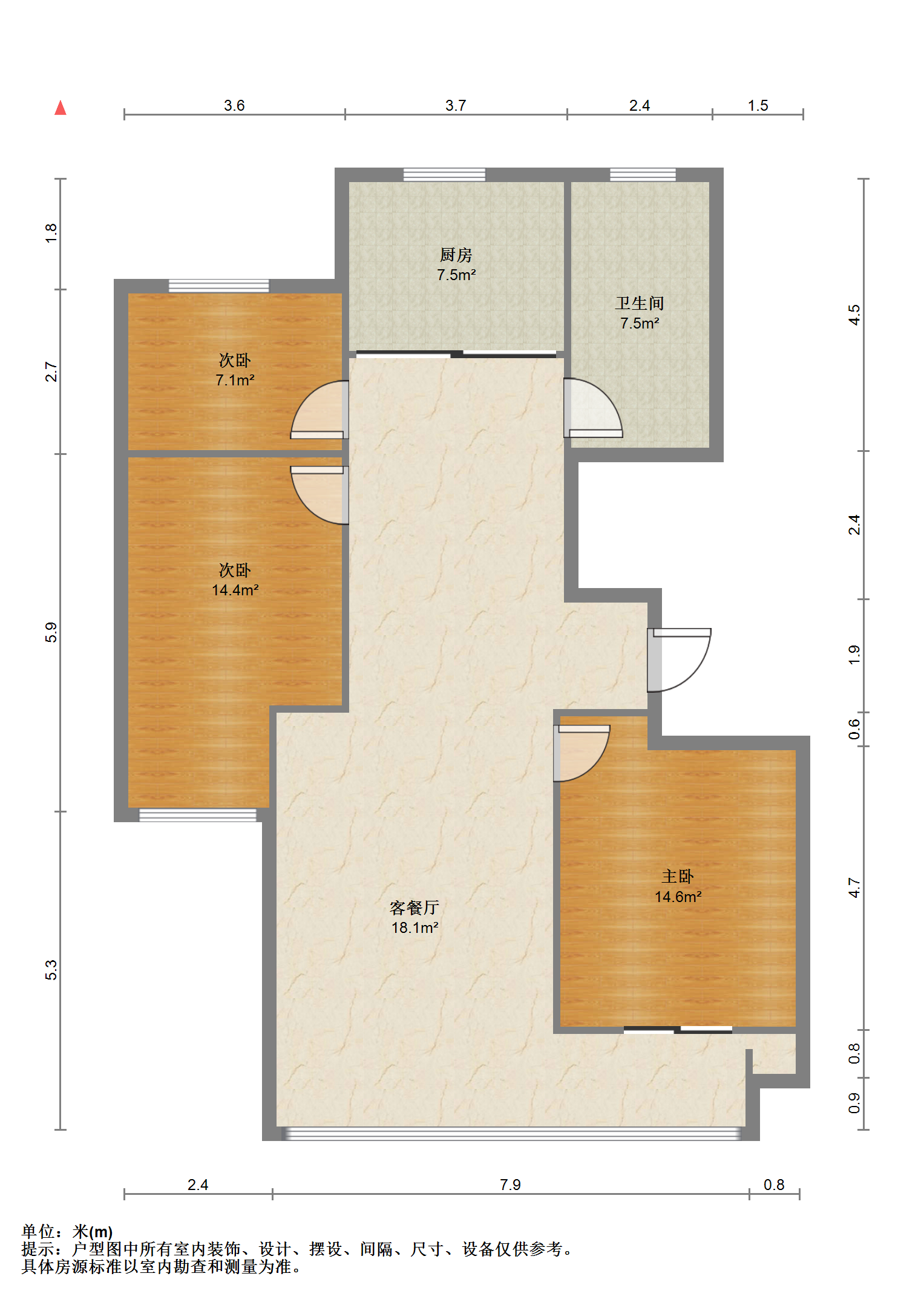 湖畔天下 3室2厅1卫 129m&sup2;