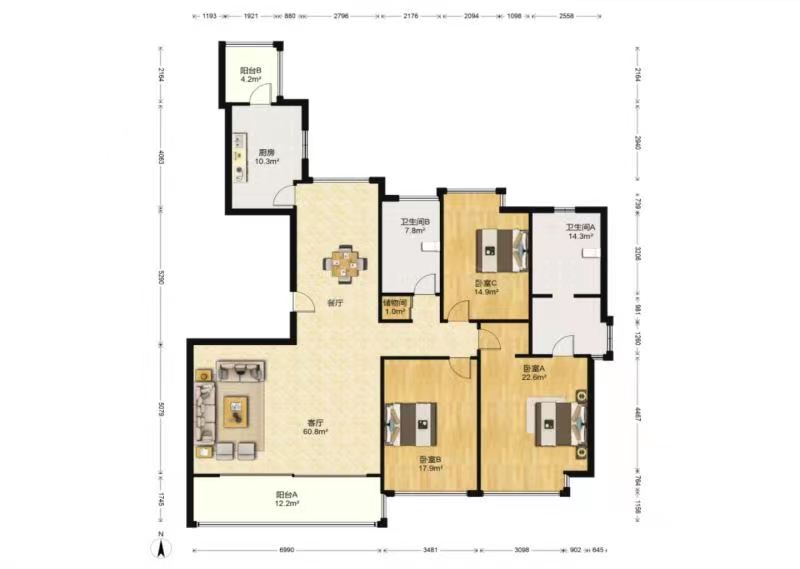 圆融广场公馆 3室2厅2卫 186m&sup2;