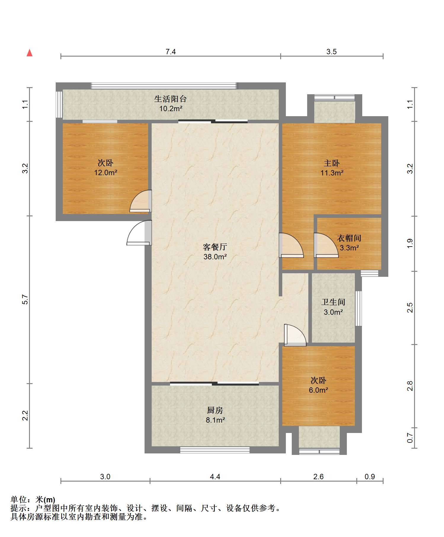 苏建阳光新城 3室2厅1卫 132m&sup2;