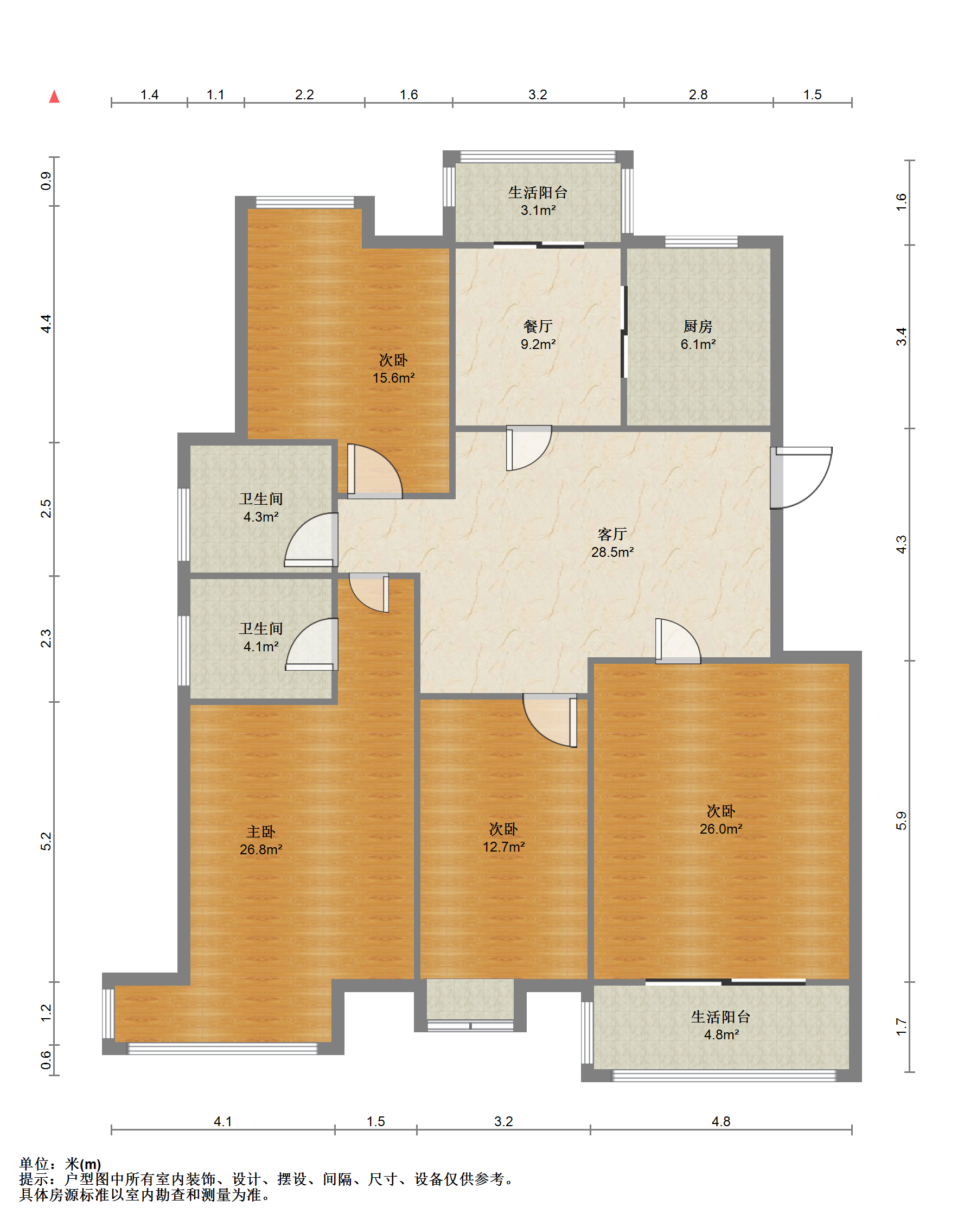 苏建阳光新城 4室2厅2卫 142.00m&sup2;