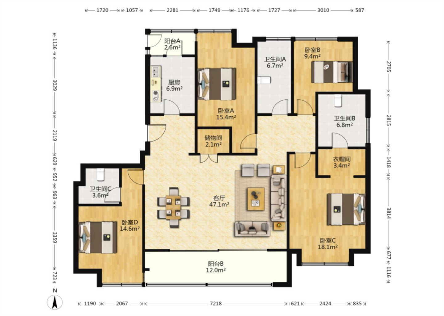绿城沁园 4室2厅2卫 178m&sup2;