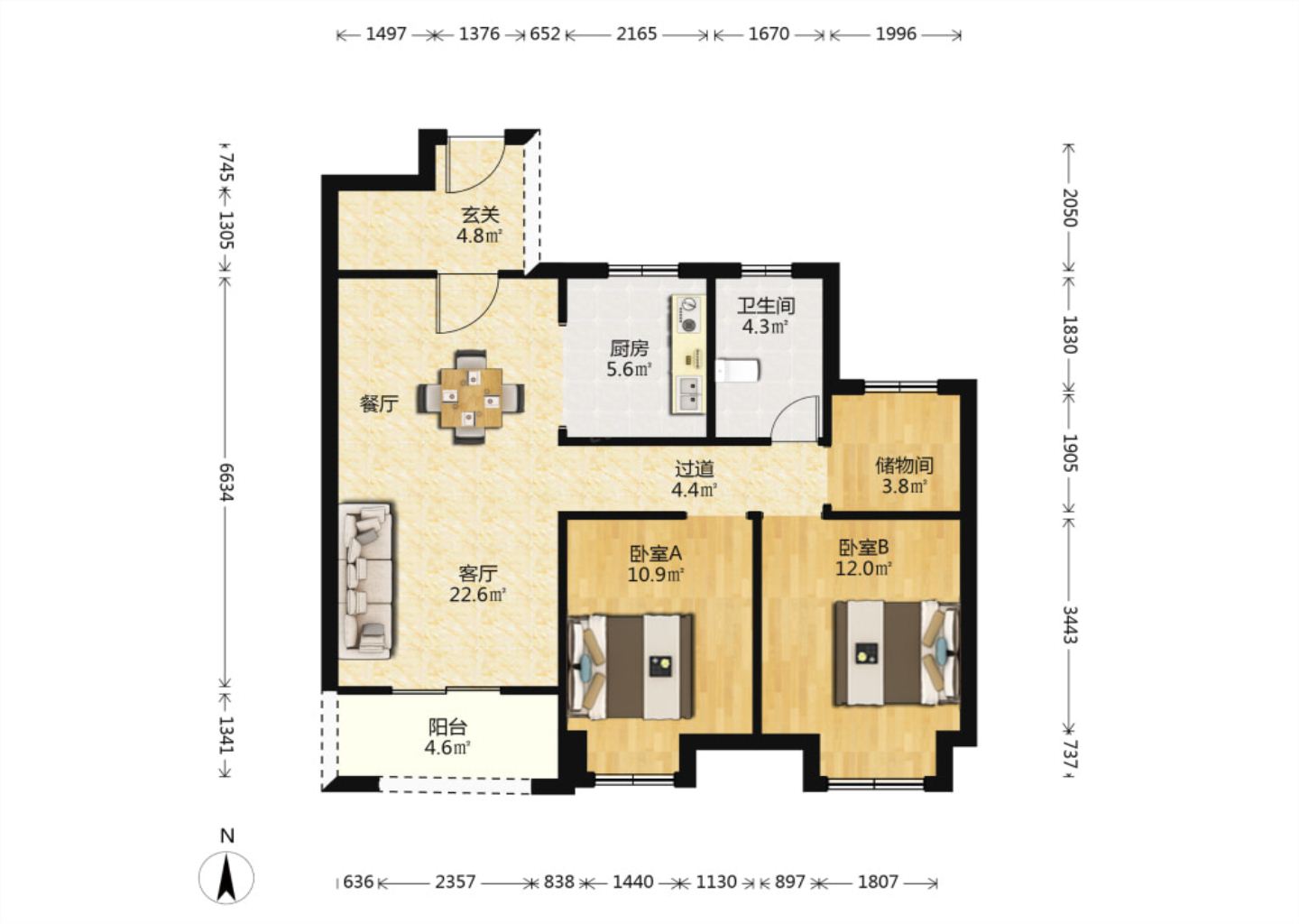 崇川星光域 3室2厅1卫 96.00m²