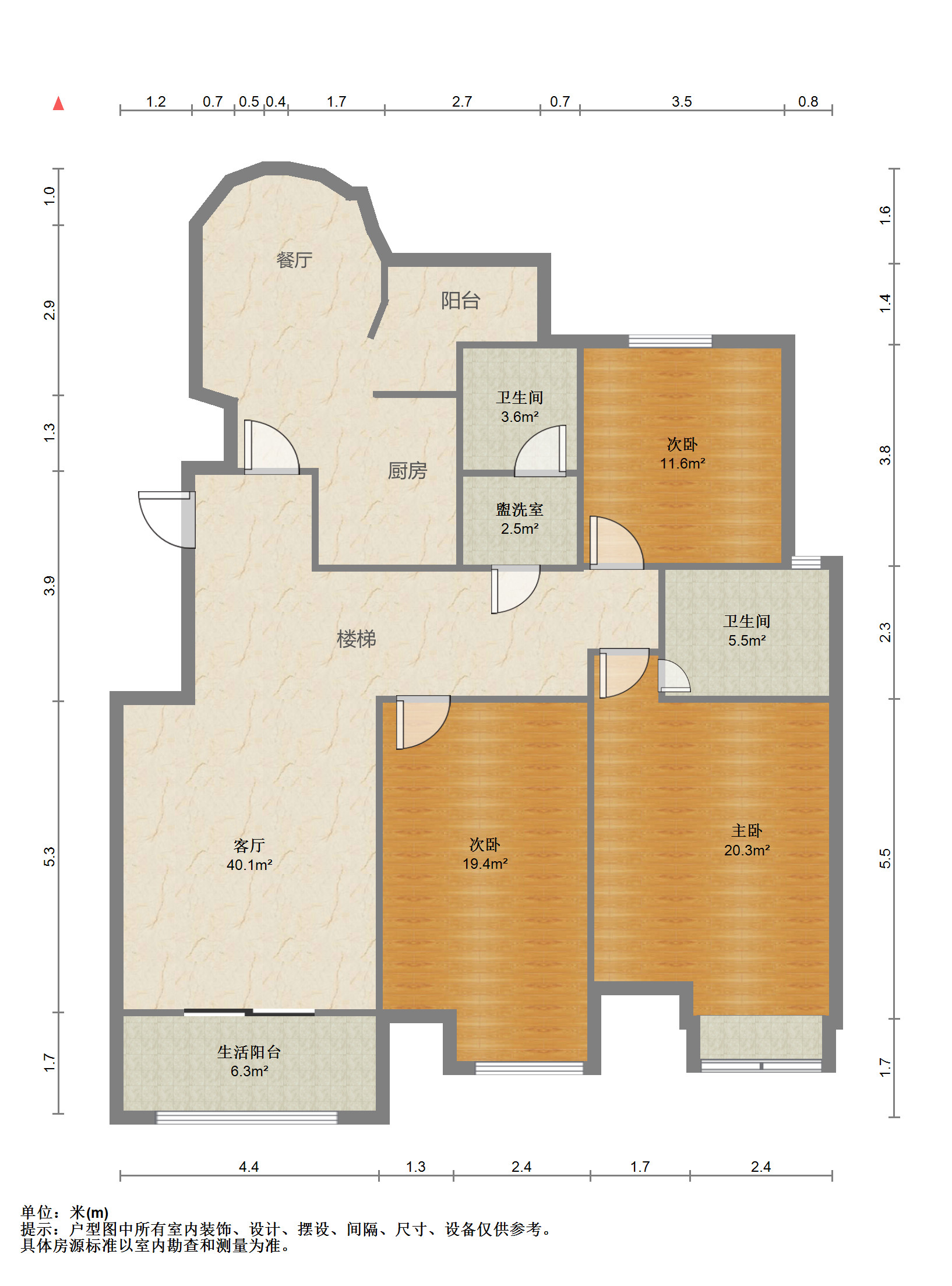 优山美地花园北区 3室2厅2卫 144m&sup2;