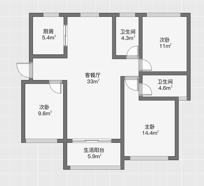 南通雅居乐花园 3室2厅2卫 127m&sup2;