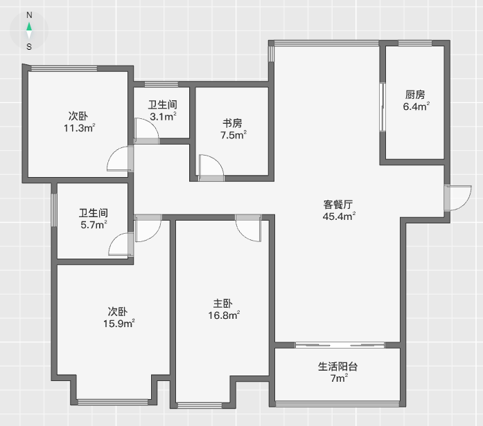 南通雅居乐花园 4室2厅2卫 139m&sup2;