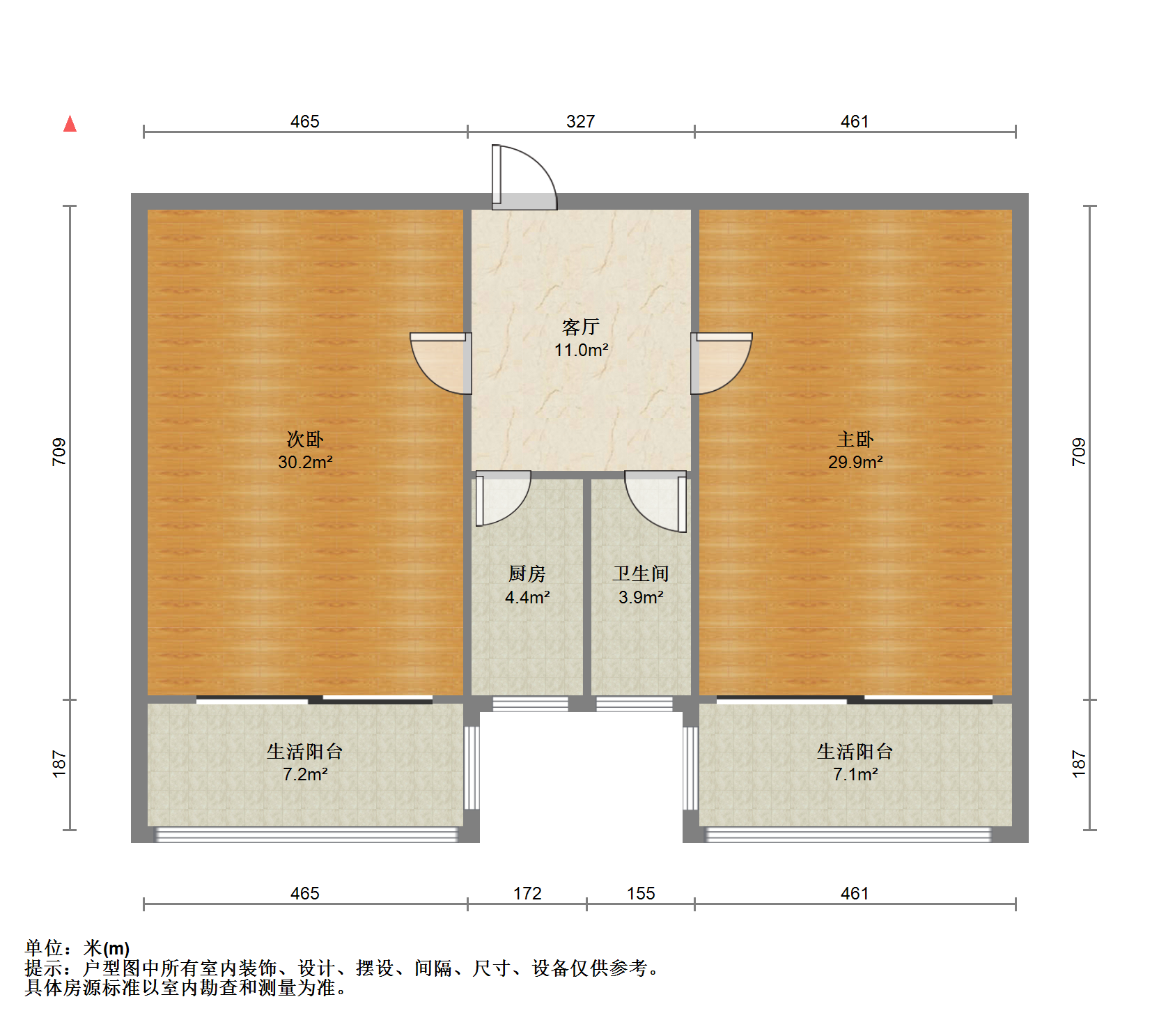 青年中路9号 2室1厅1卫 65.50m&sup2;