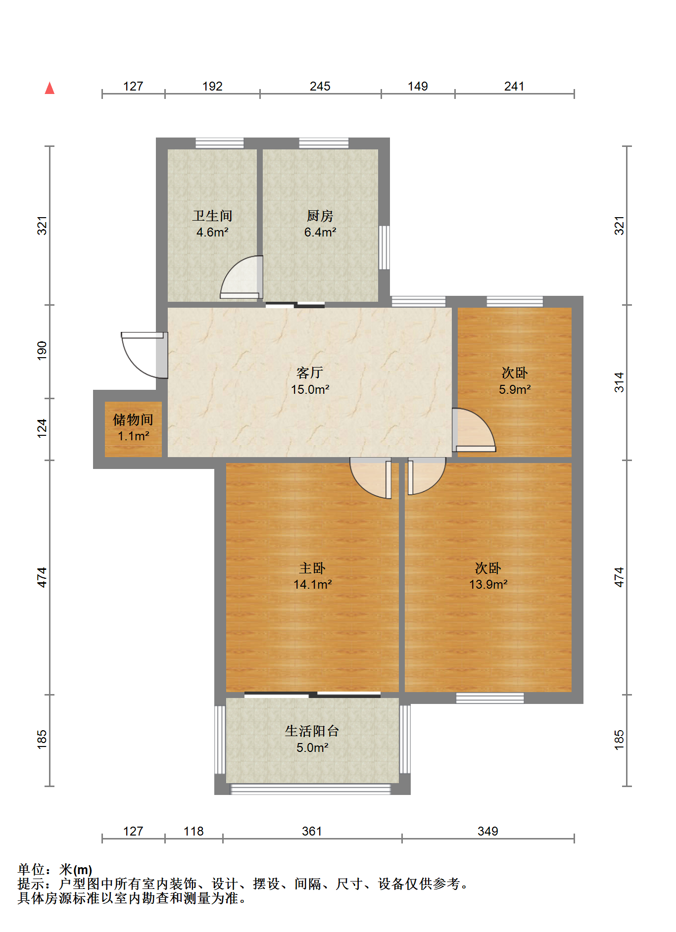 晨苑 3室1厅1卫 81.71m&sup2;