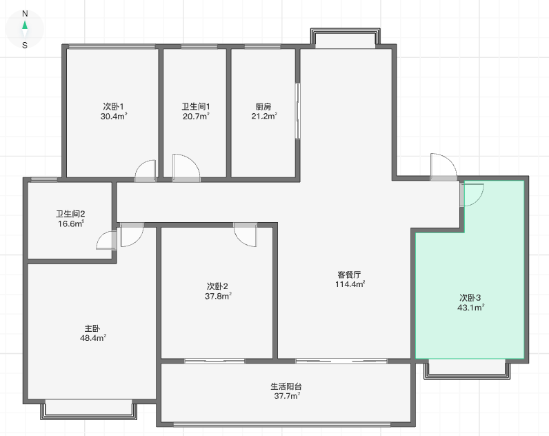春风南岸西园 4室2厅2卫 136m&sup2;