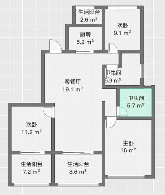 正泰江岸水苑 3室2厅2卫 119.4m&sup2;