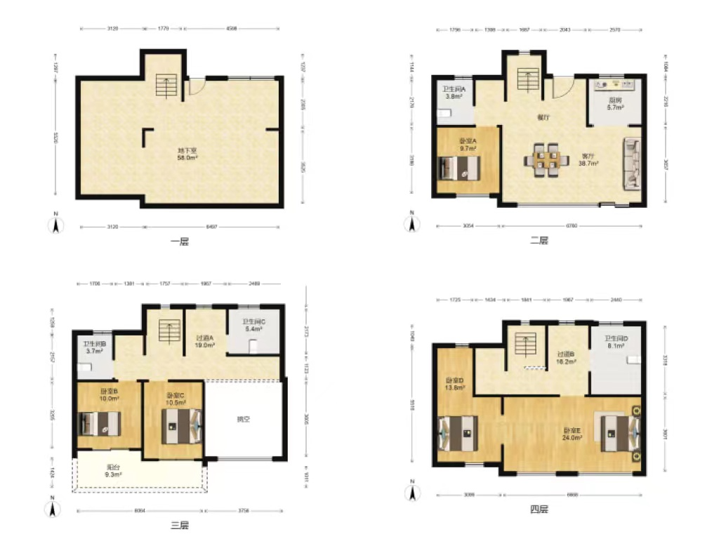 龙湖天宸源著 5室2厅3卫 202.42m&sup2;