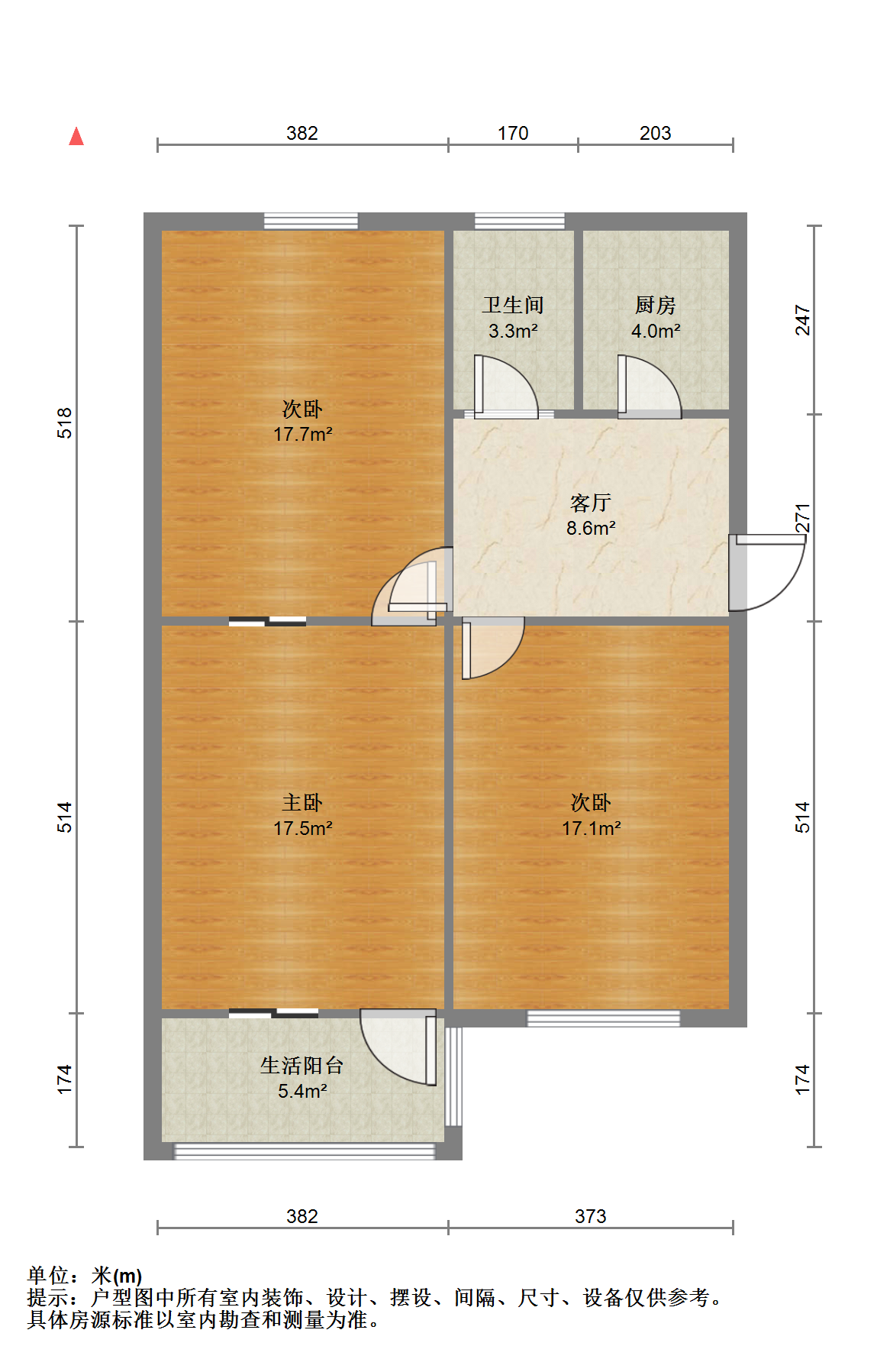 青年路新村 3室1厅1卫 74.24m&sup2;