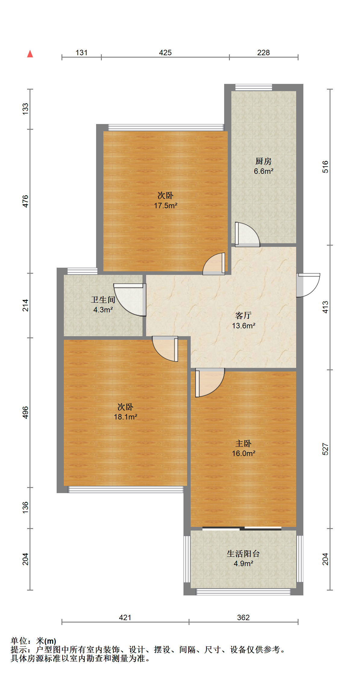 紫东花苑 3室1厅1卫 95m&sup2;