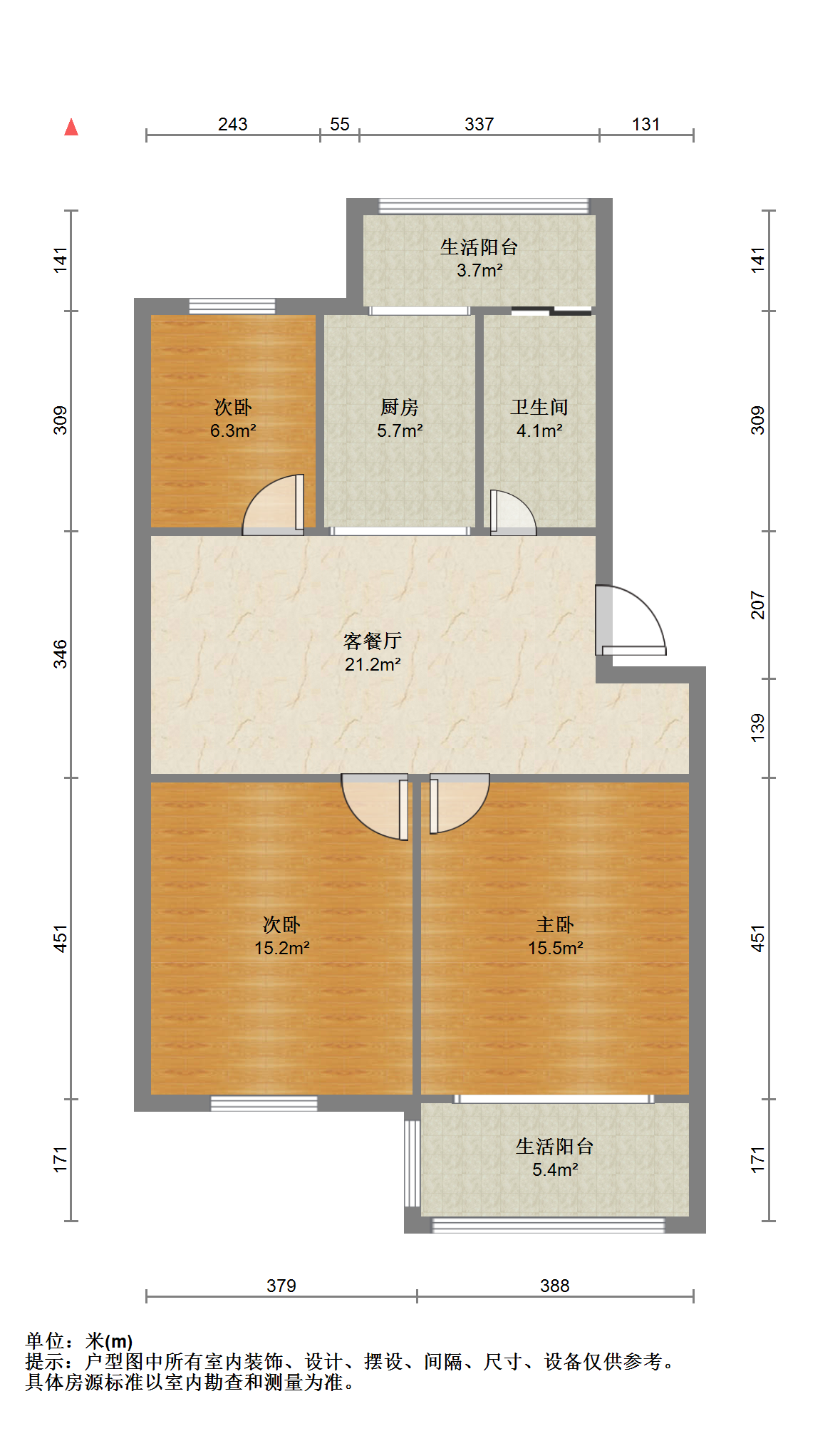 永兴花苑 3室1厅1卫 110m&sup2;