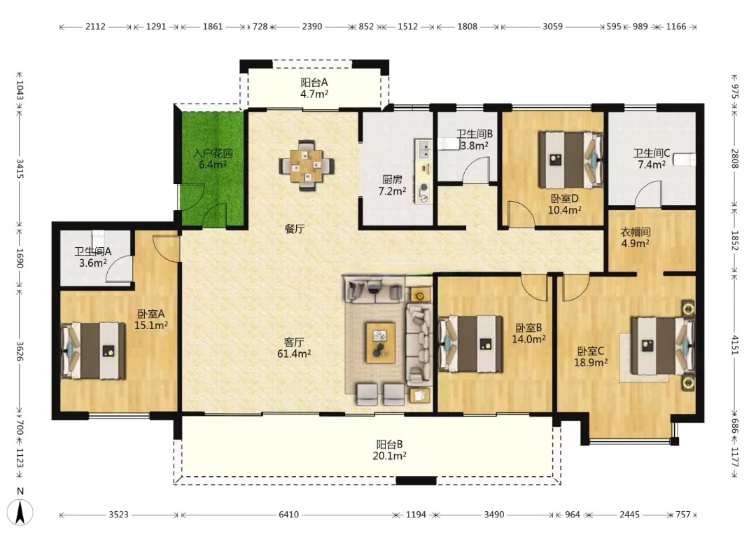 春风南岸东园 4室2厅3卫 215m&sup2;