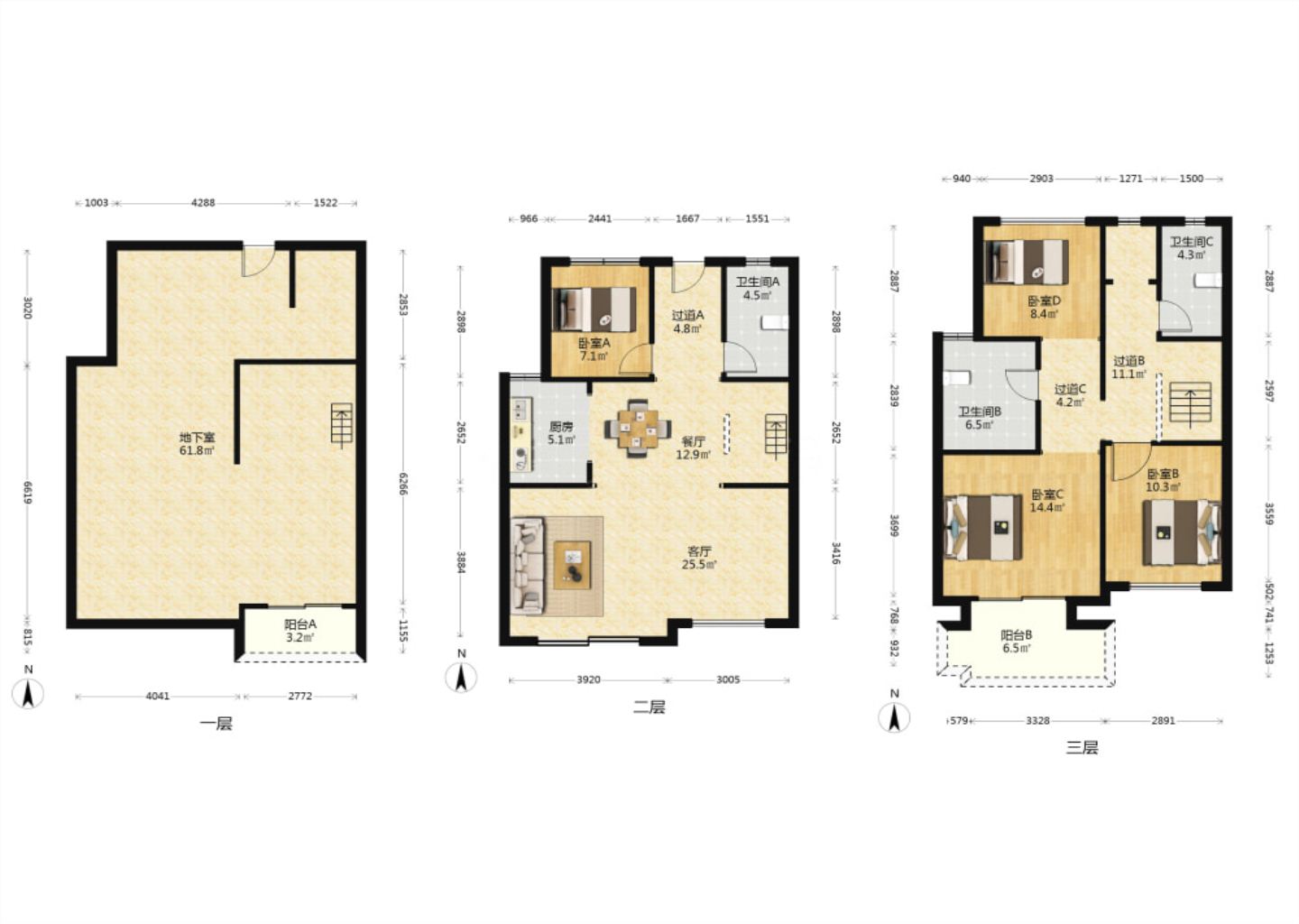 万科翡翠东第 5室2厅3卫 136.63m²