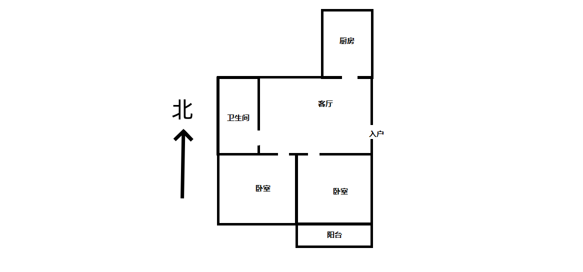 花园角 2室1厅1卫 60m&sup2;