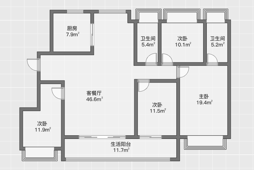 卓越府 4室2厅2卫 143m&sup2;