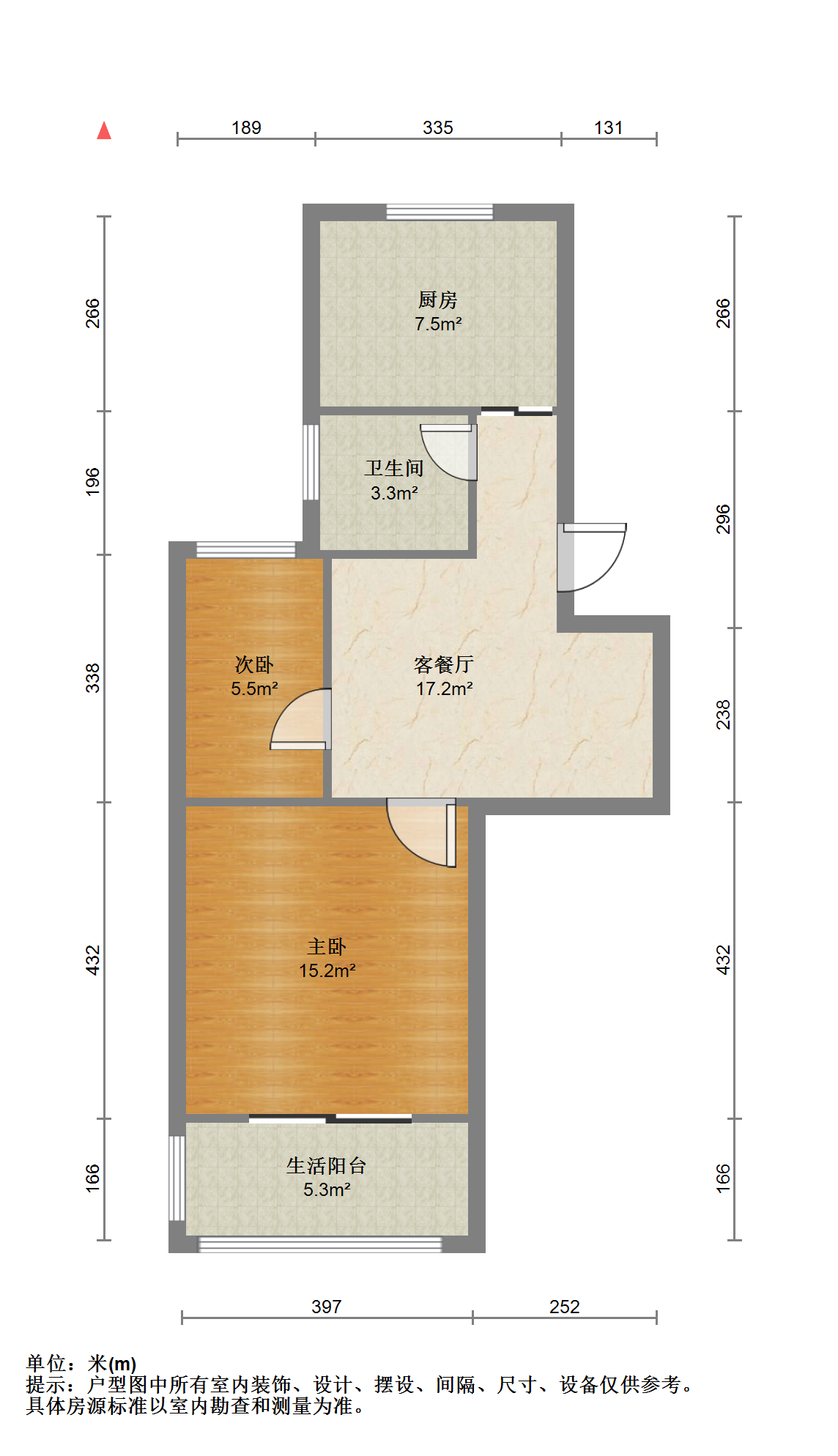 泰山公寓 2室2厅1卫 60m&sup2;