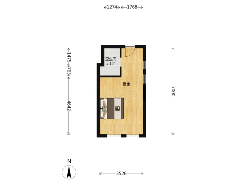 正泰江岸水苑 1室1厅1卫 41m²