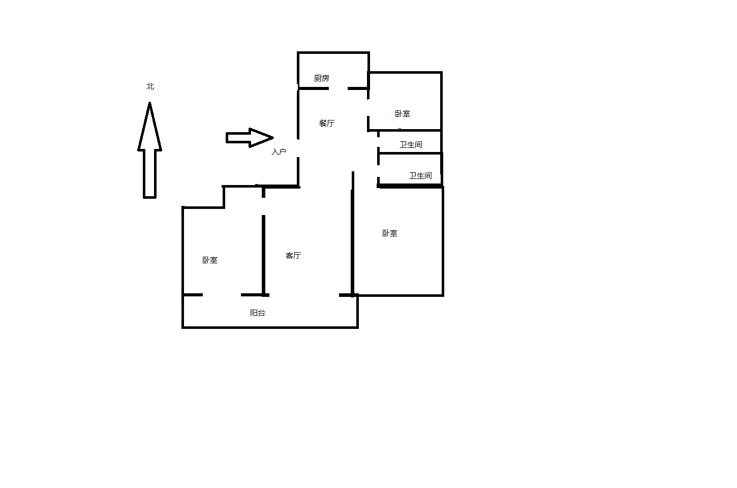 阳光悦城 3室1厅2卫 110m&sup2;