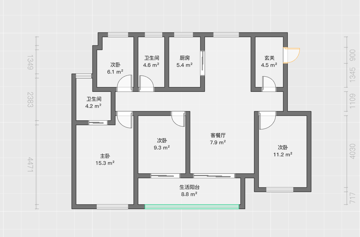 东时区 4室2厅2卫 114m&sup2;