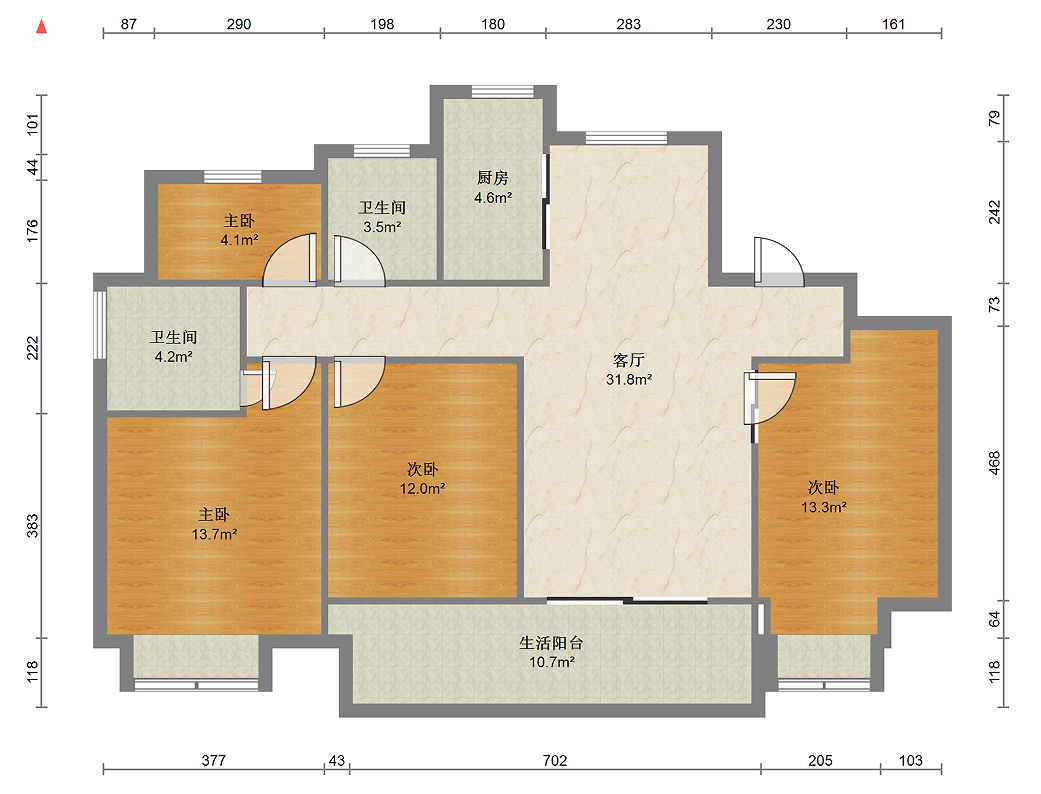 佳源都市 4室2厅2卫 127.24m&sup2;