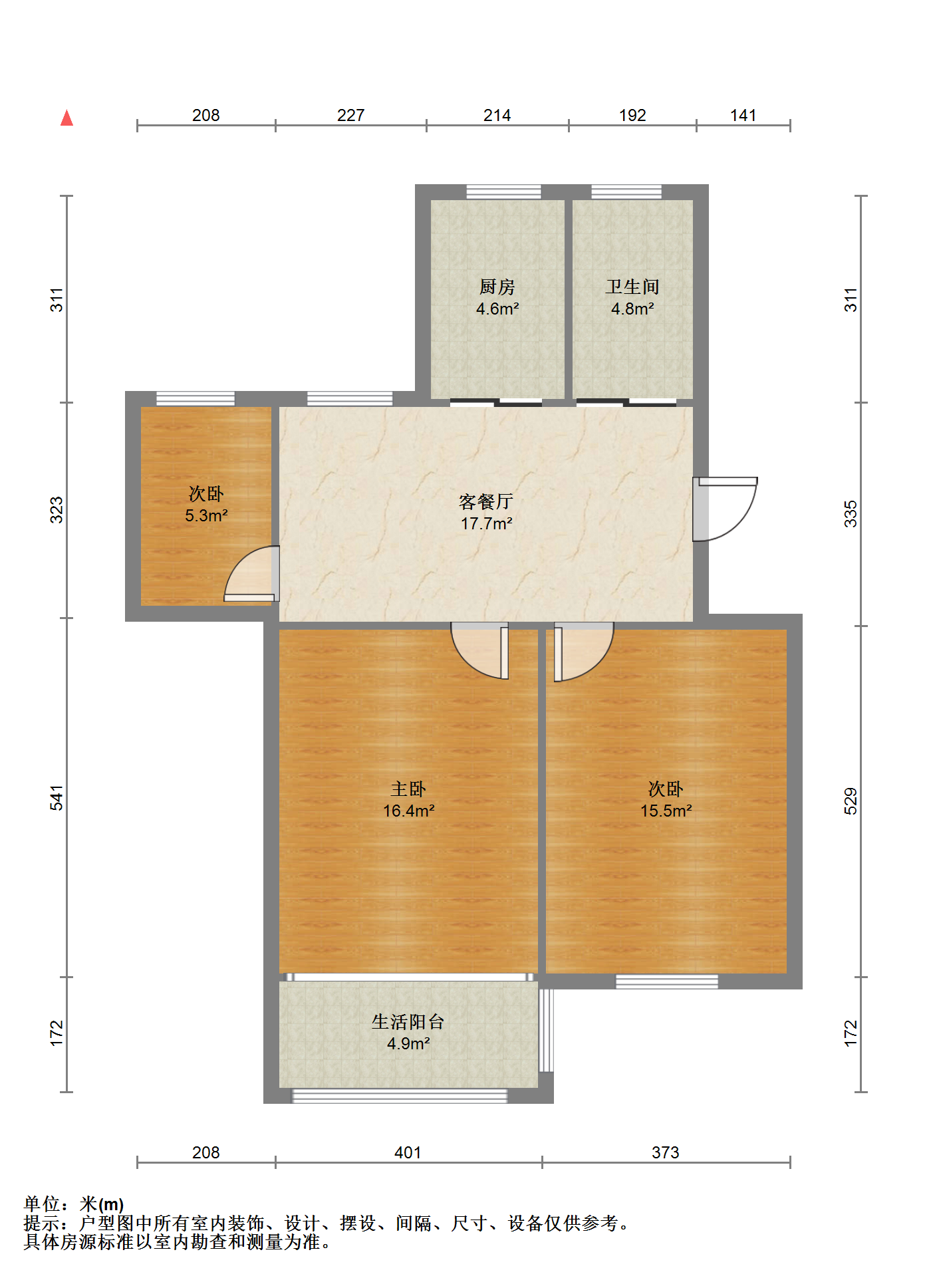 南川园新村 3室1厅1卫 77.59m&sup2;