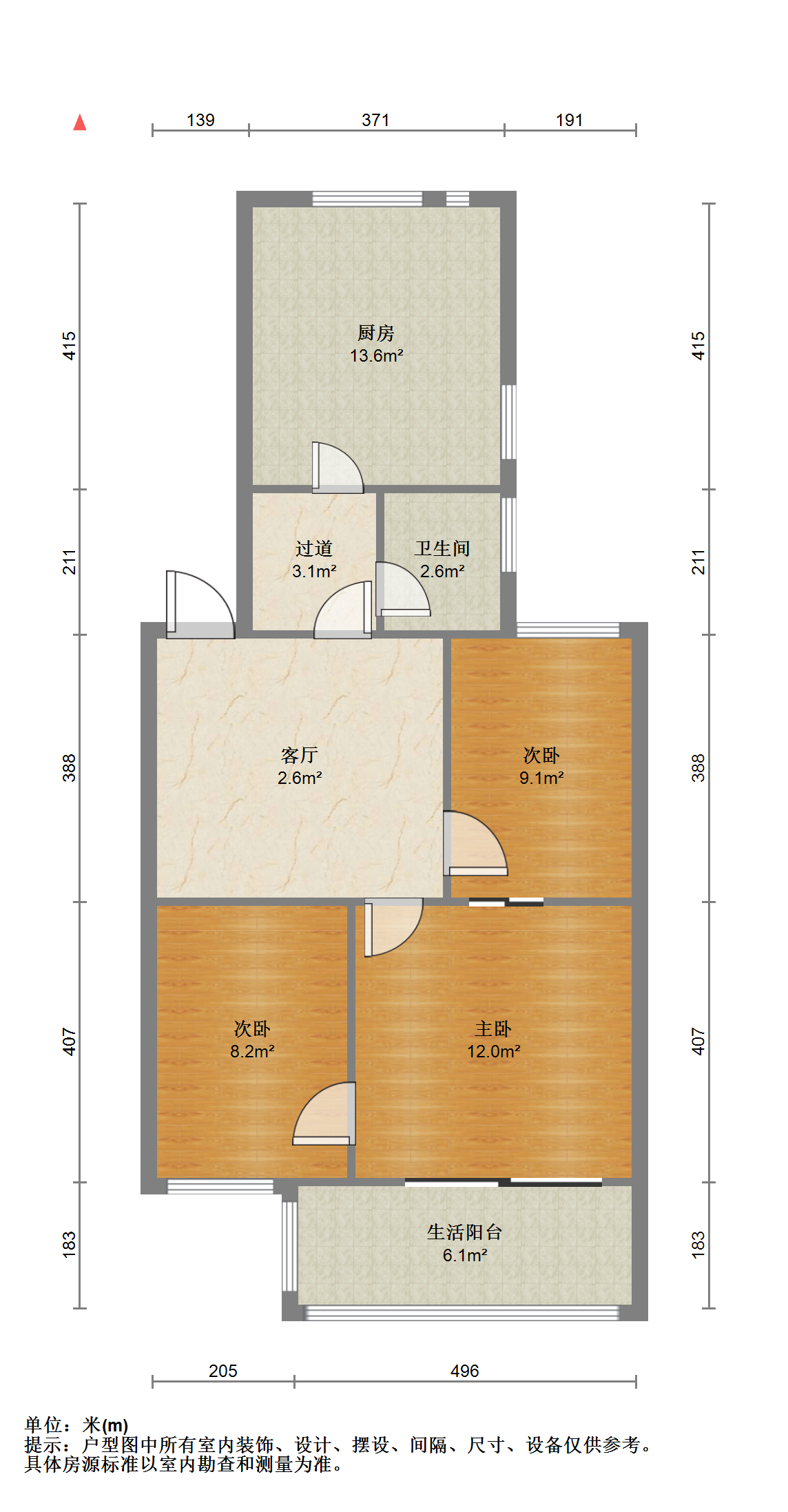 段家坝小园 3室1厅1卫 77.00m&sup2;
