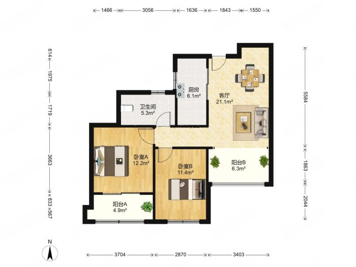世濠花园 2室1厅1卫 82m&sup2;