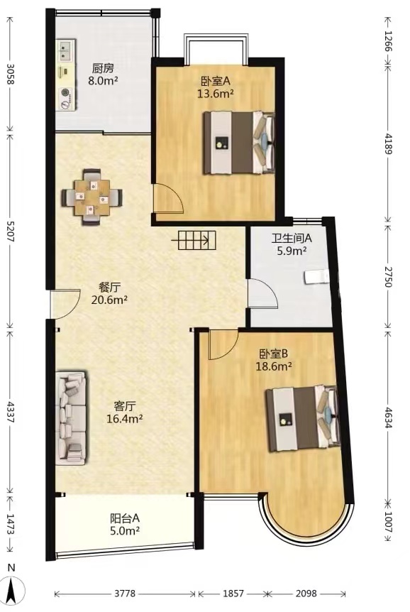 中天福邸 4室2厅2卫 115m&sup2;