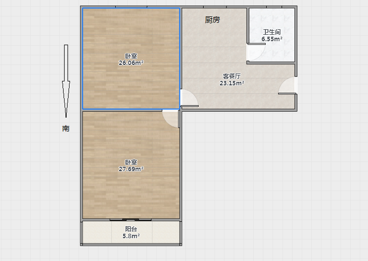 青年路新村 2室1厅1卫 57.66m&sup2;