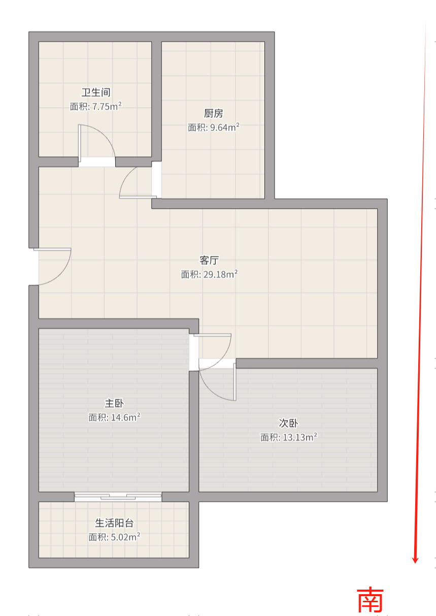学田苑 2室1厅1卫 72m&sup2;